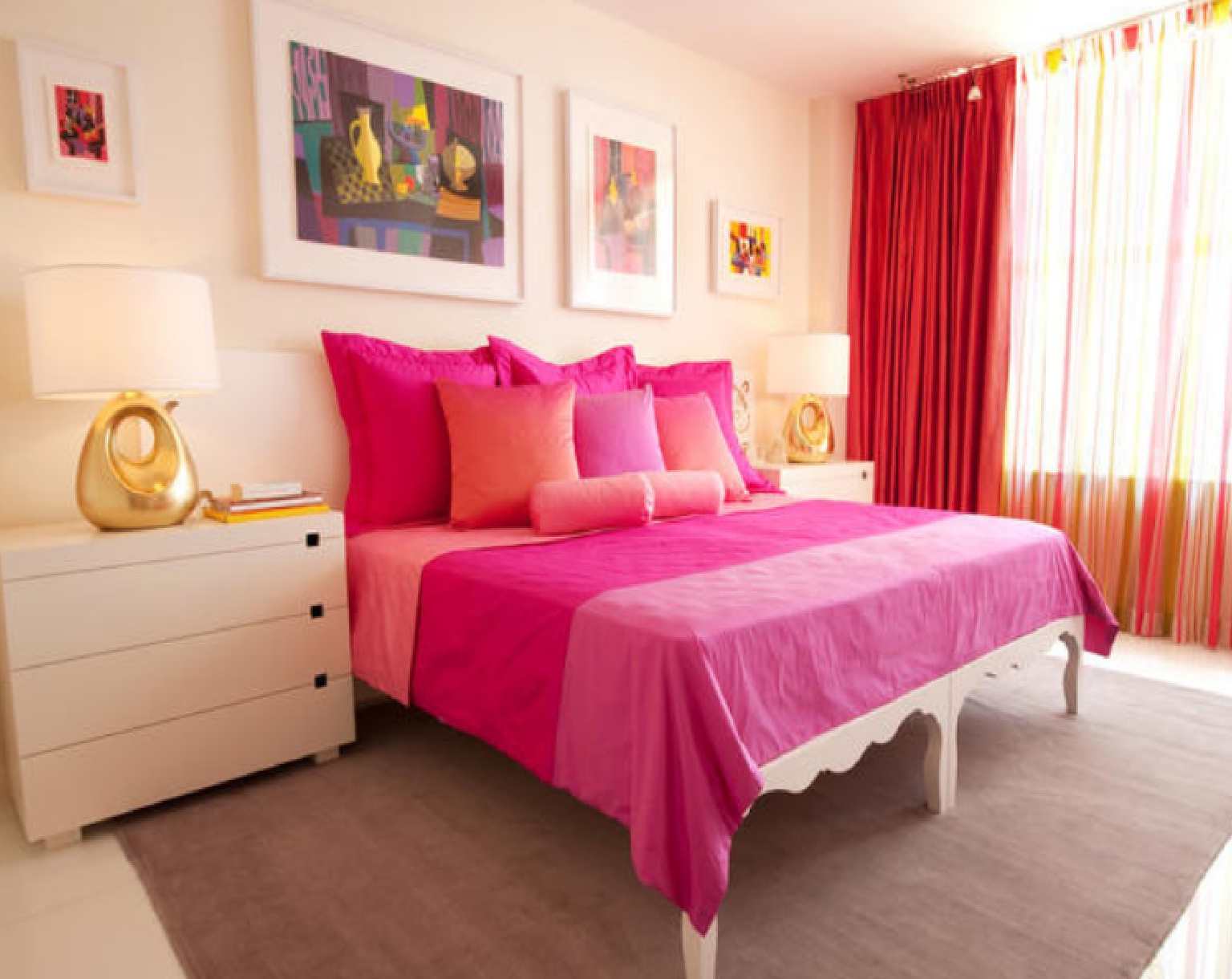 Peach Pink Romantic Bedroom