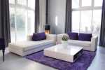 contemporary-white-home-with-cute-colorful-interior-design-white-sofa-combined-with-purple-cushions-and-furry-rug