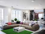 green-brown-living-room-L-shaped-sofa