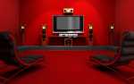 Modern Red home theater room