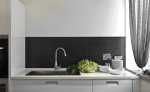 Modern Black Backsplash Tile Gray Kitchen