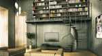 Contemporary Library Industrial Interior Design