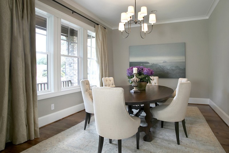 Dining Rooms Ivory Tufted Chairs, What Size Rug Goes Under A Round Dining Table