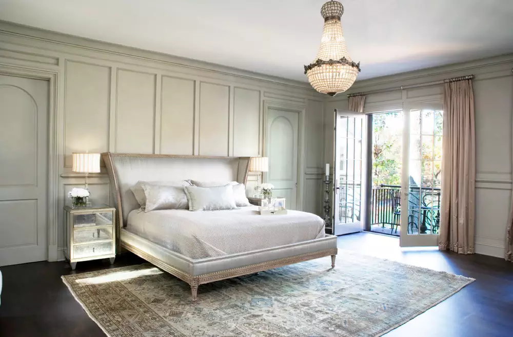 French bedroom with chandlier