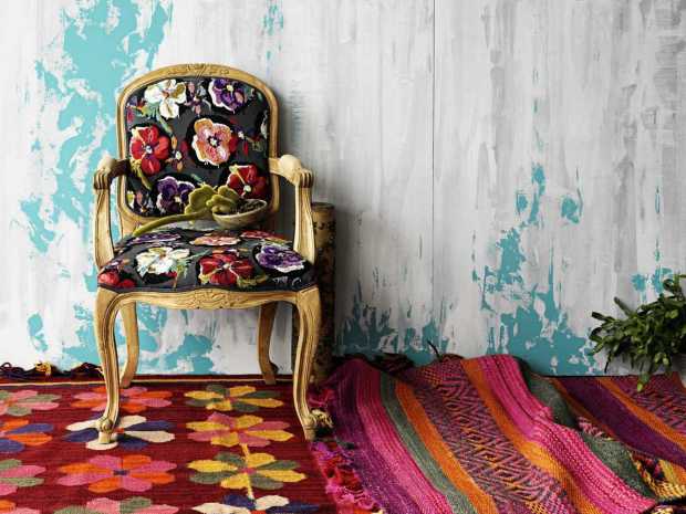 Bohemian Interiors White Wall Red Rug