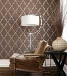 brown chocolate wallpaper white design interior with chair and lamp