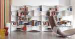 modern interior with beautiful bookshelves