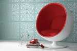 stunning metallic blue wallpaper red white chair