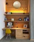 white and wooden stylish workspace