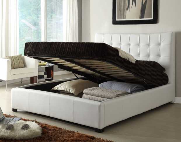 double bed with under mattress storage