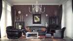 Modern-Classic-style-interior-design-red-wallpaper-and-black-sofa-color-scheme