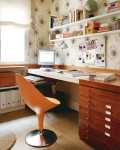 orange chair corner workspace for bedroom