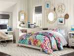 White Retro Bedroom With Modern Colors And Floral Design