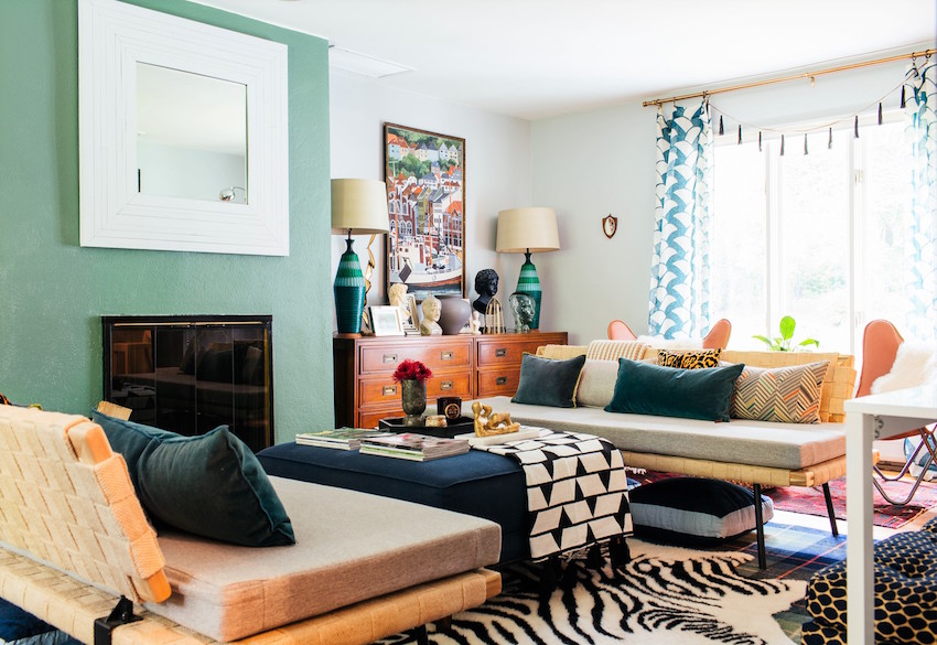 Colorful Mid Century Eclectic Living Room