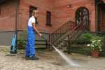 Pressure washing the outdoor floor