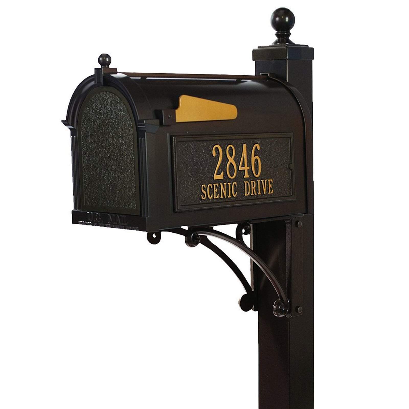 Whitehall Deluxe Capitol Complete Mailbox Post System Bronze