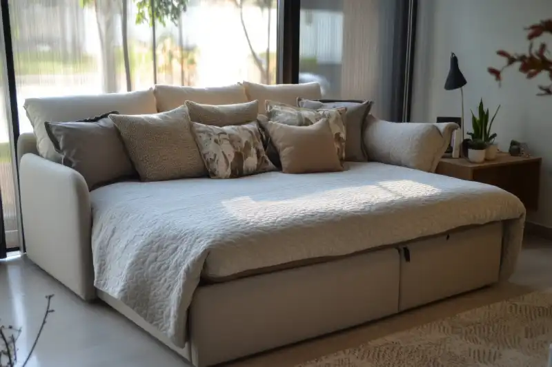 Luxurious Sectional Sofa Bed With Stylish Pillows Luxurious Sectional Sofa Bed With Stylish Pillows