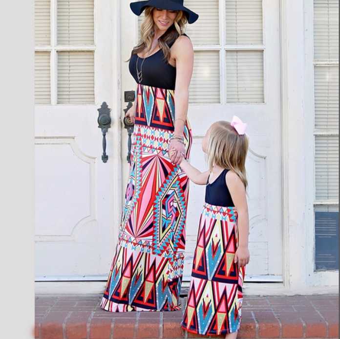 white christmas dresses Mom and Daughter Matching Navy Printed Jumpsuit