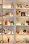nice shelving unit in small kitchen
