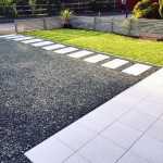 black-gravel-driveway-ideas-with-concrete-stepping-stones