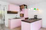chic pink colored kitchen schemes