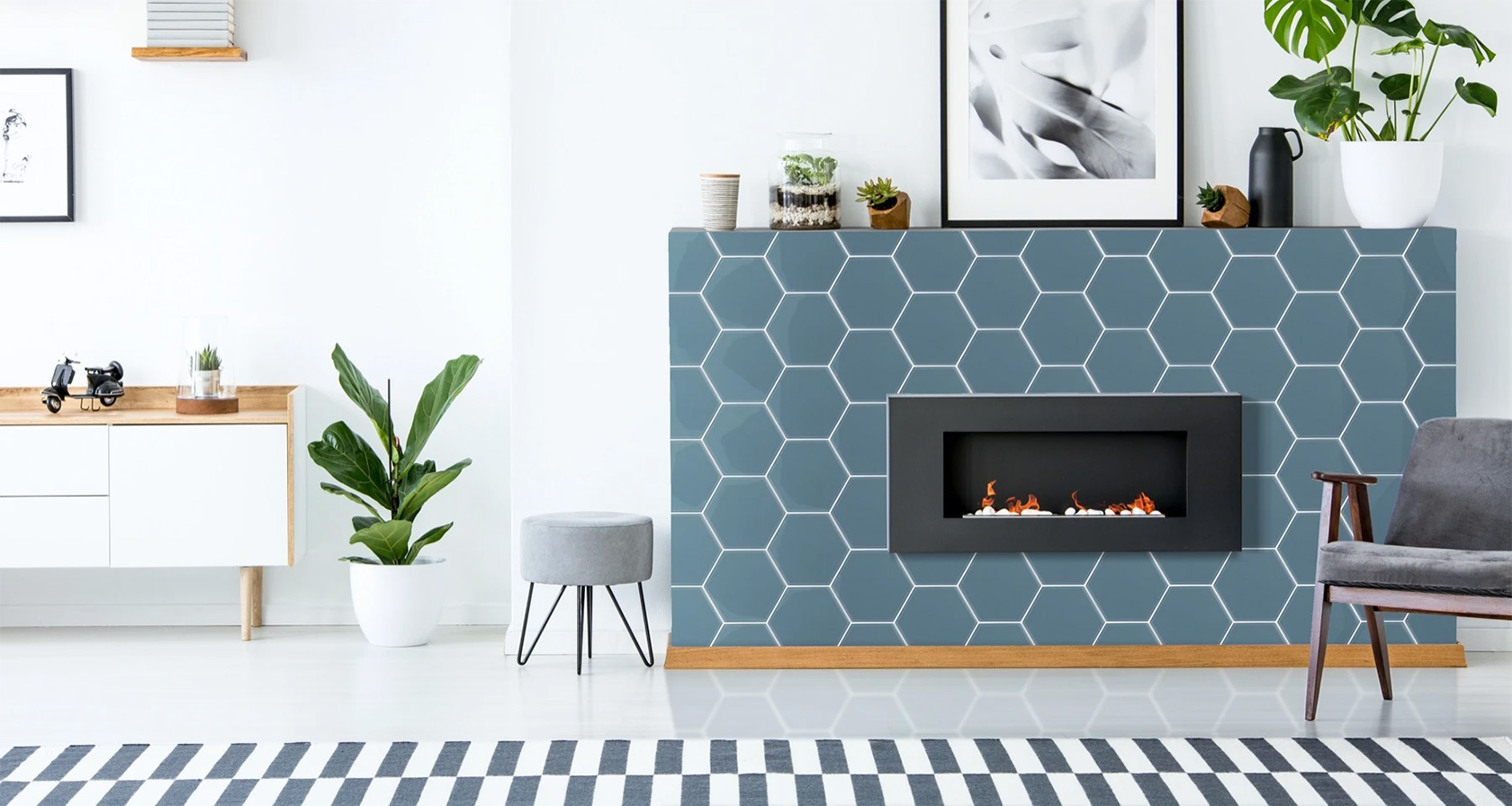 Geometric Fireplace Tiles
