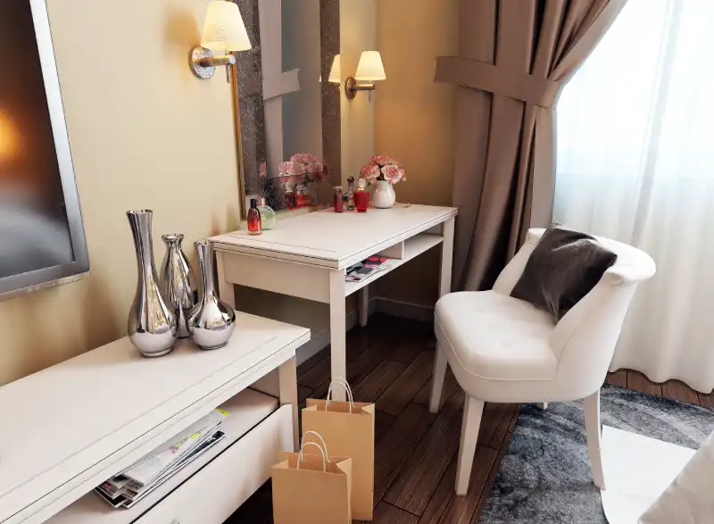 Dressing Table Upholstered Stool Compact Space Dressing Table Upholstered Stool Compact Space